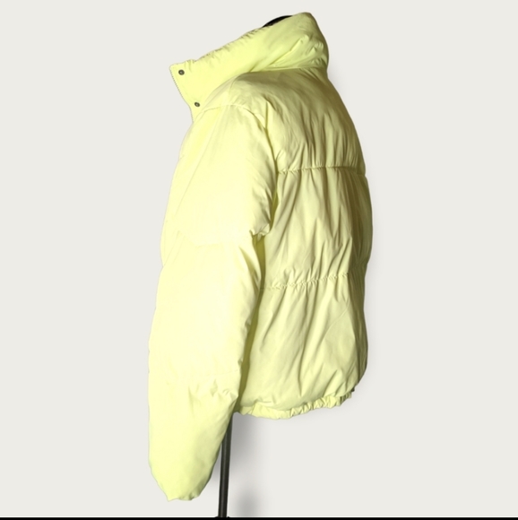Neon fluorescent yellow green oversized puffer jacket EUC Women's XL 90's y2k - Picture 3 of 7